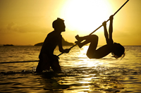 Children on Boat Rope, Philippines.