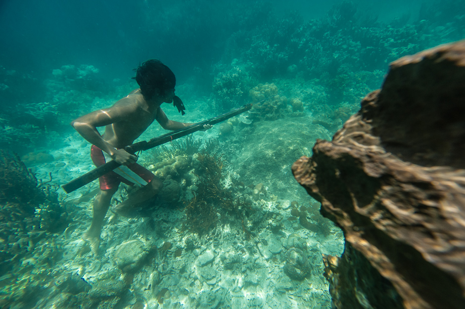 Tagbanua man spearfishing