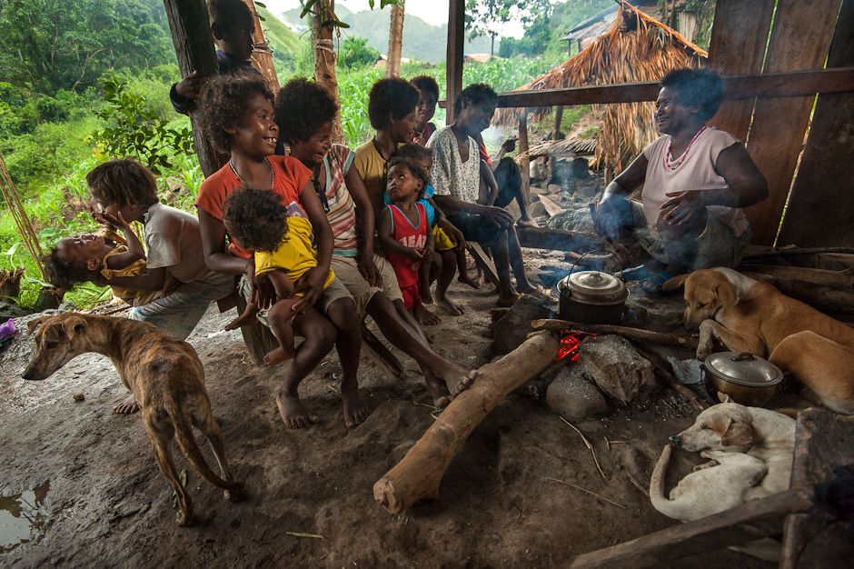 Women and children talking