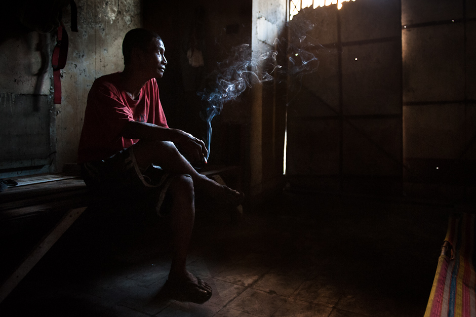 Man smoking portrait